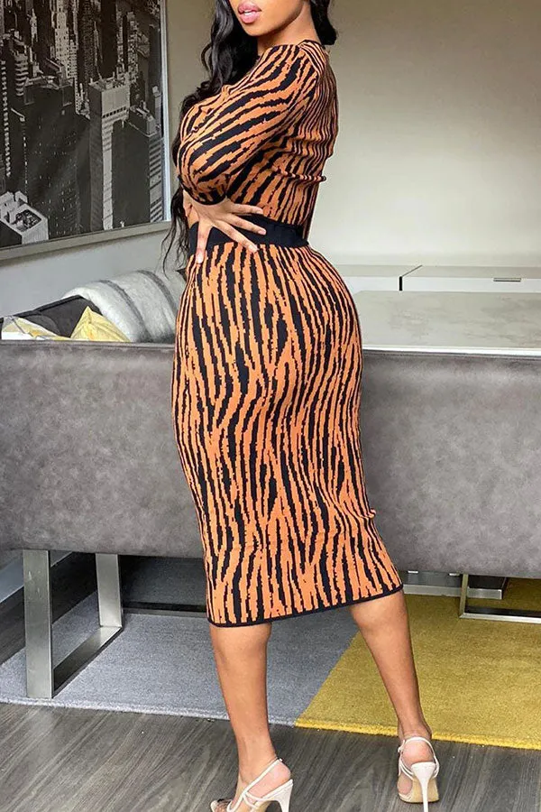Animal Print  Feminine Dress Suit