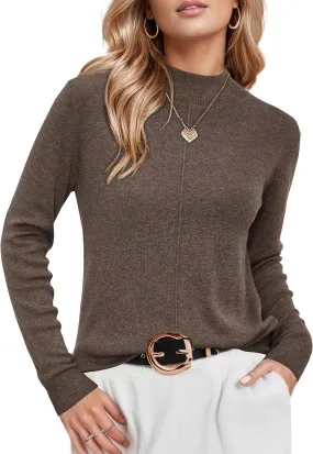 Arach&Cloz Womens Spring 2025 Sweater Tops Business Casual Outfits Work Mock Neck Long Sleeve Turtleneck Dressy Pullover