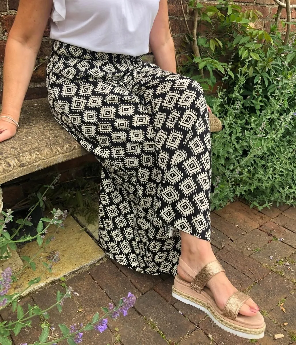 Black Aztec Culotte Trousers