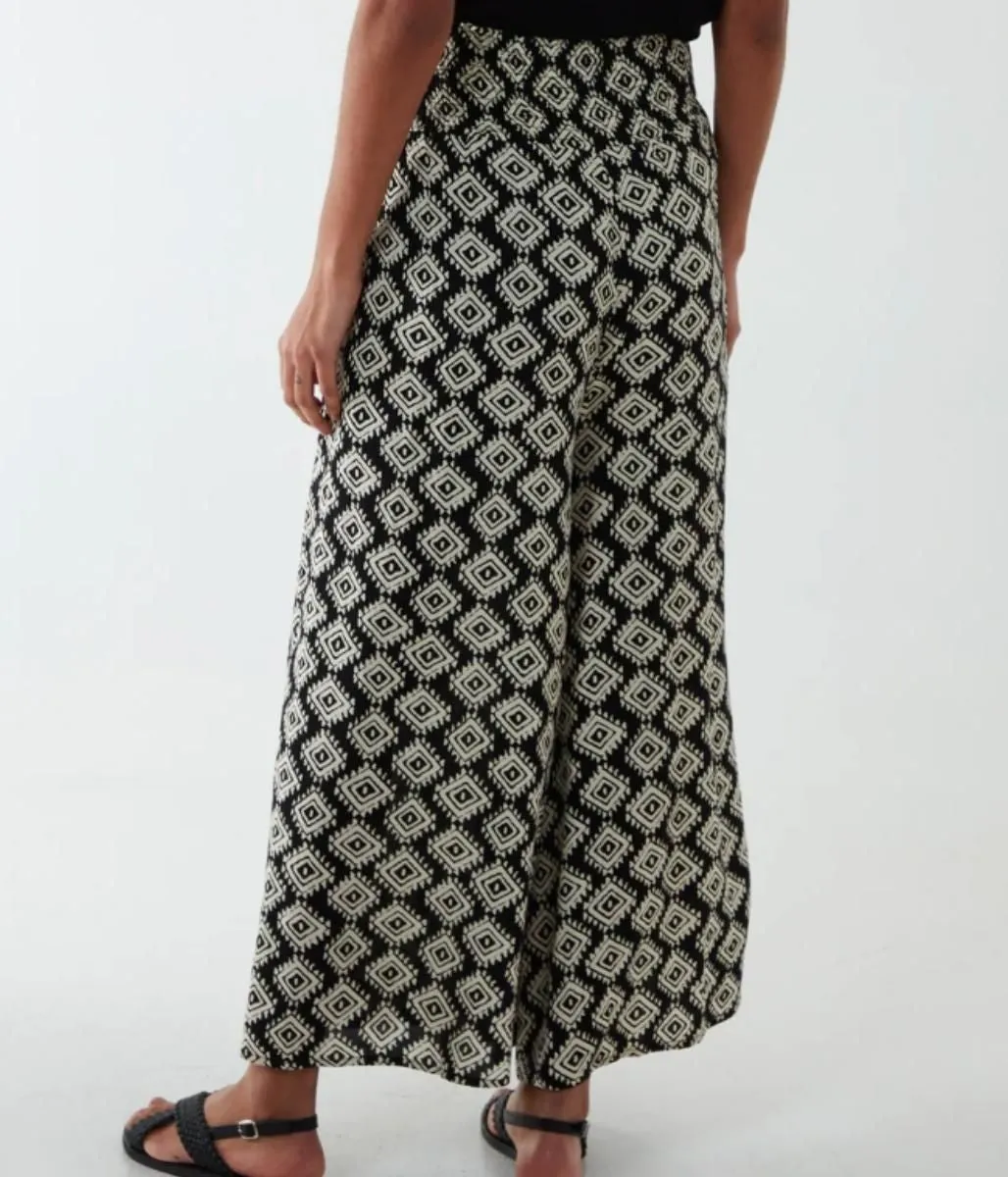 Black Aztec Culotte Trousers