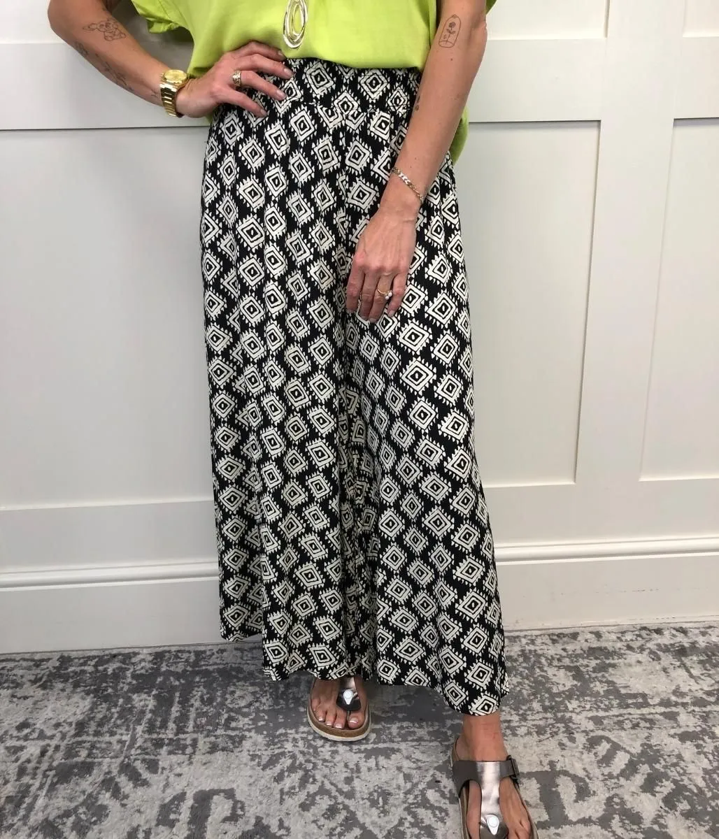 Black Aztec Culotte Trousers