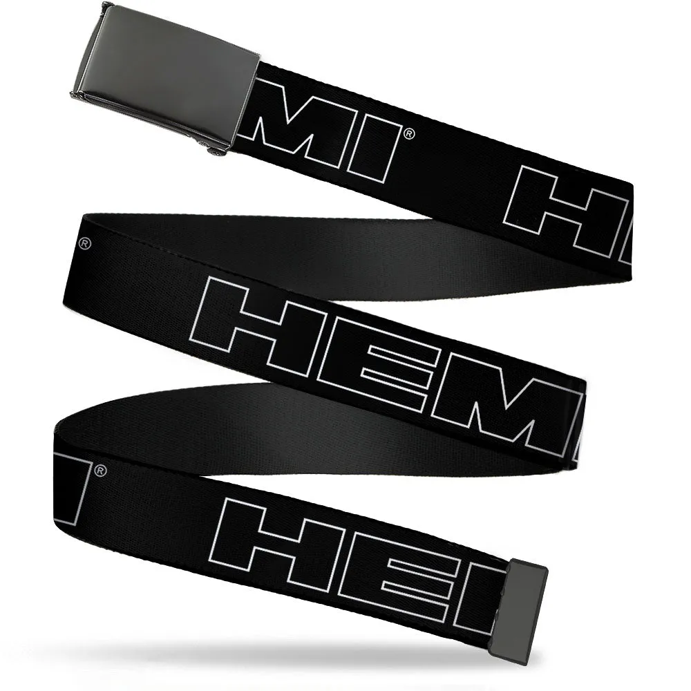Black Buckle Web Belt - HEMI Bold Outline Black/White Webbing