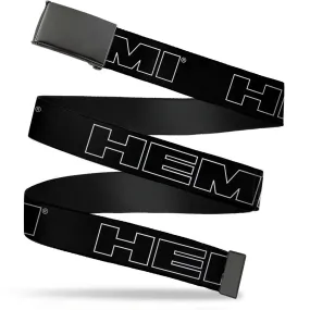 Black Buckle Web Belt - HEMI Bold Outline Black/White Webbing