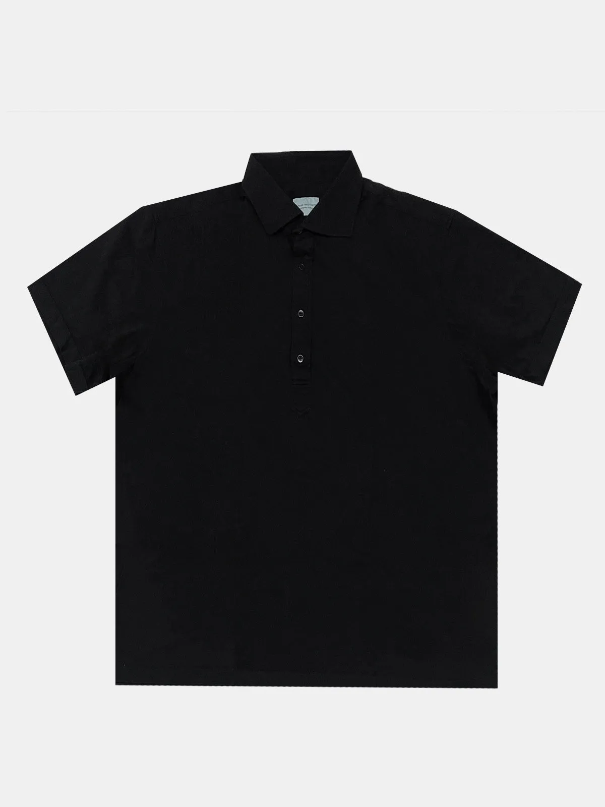Black Cotton Pique Polo