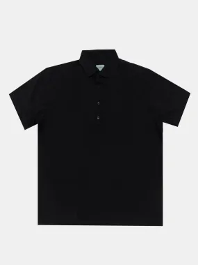 Black Cotton Pique Polo