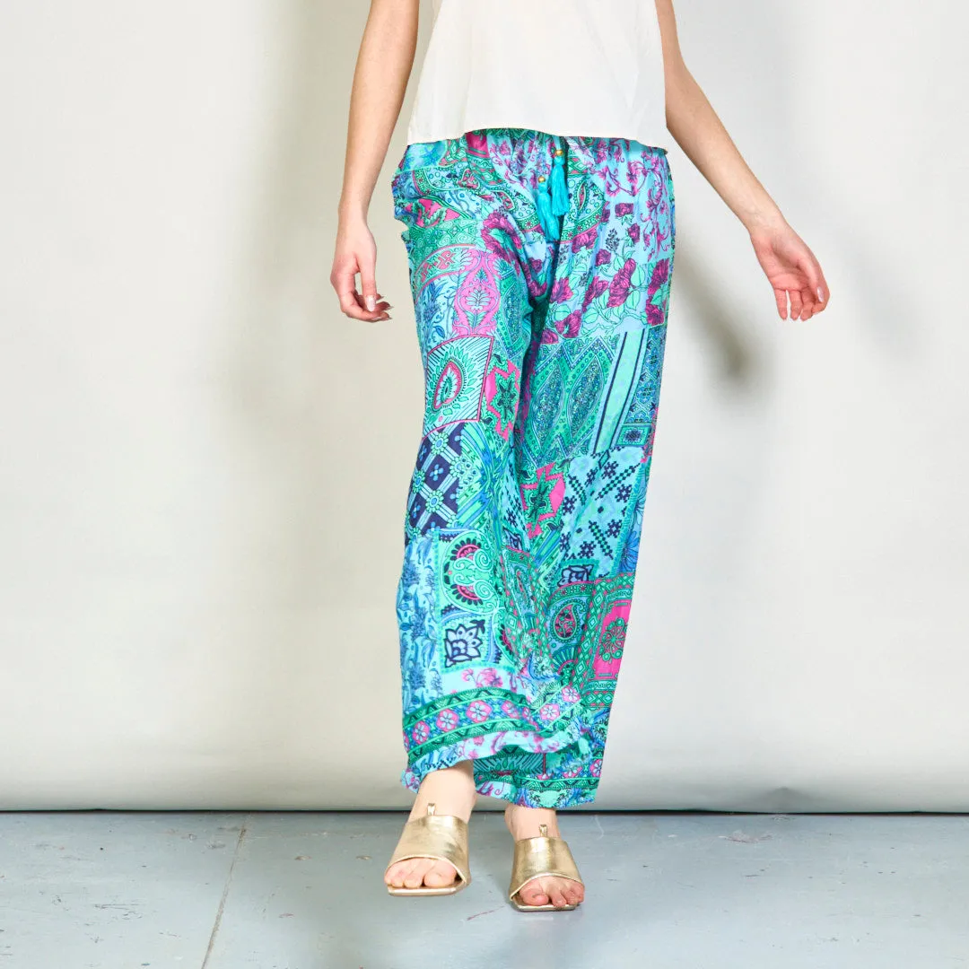 Bohemian patchwork wide-leg trousers wholesale