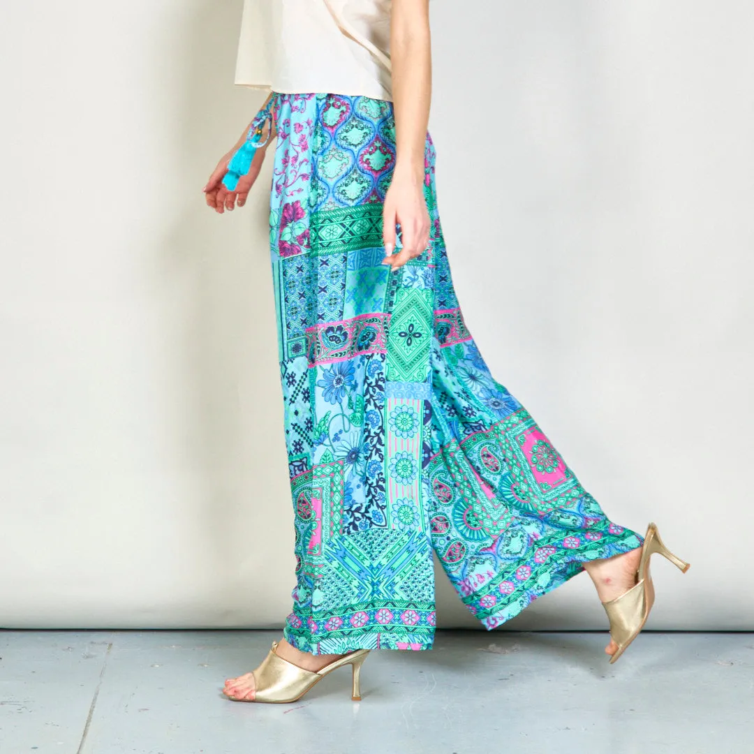 Bohemian patchwork wide-leg trousers wholesale