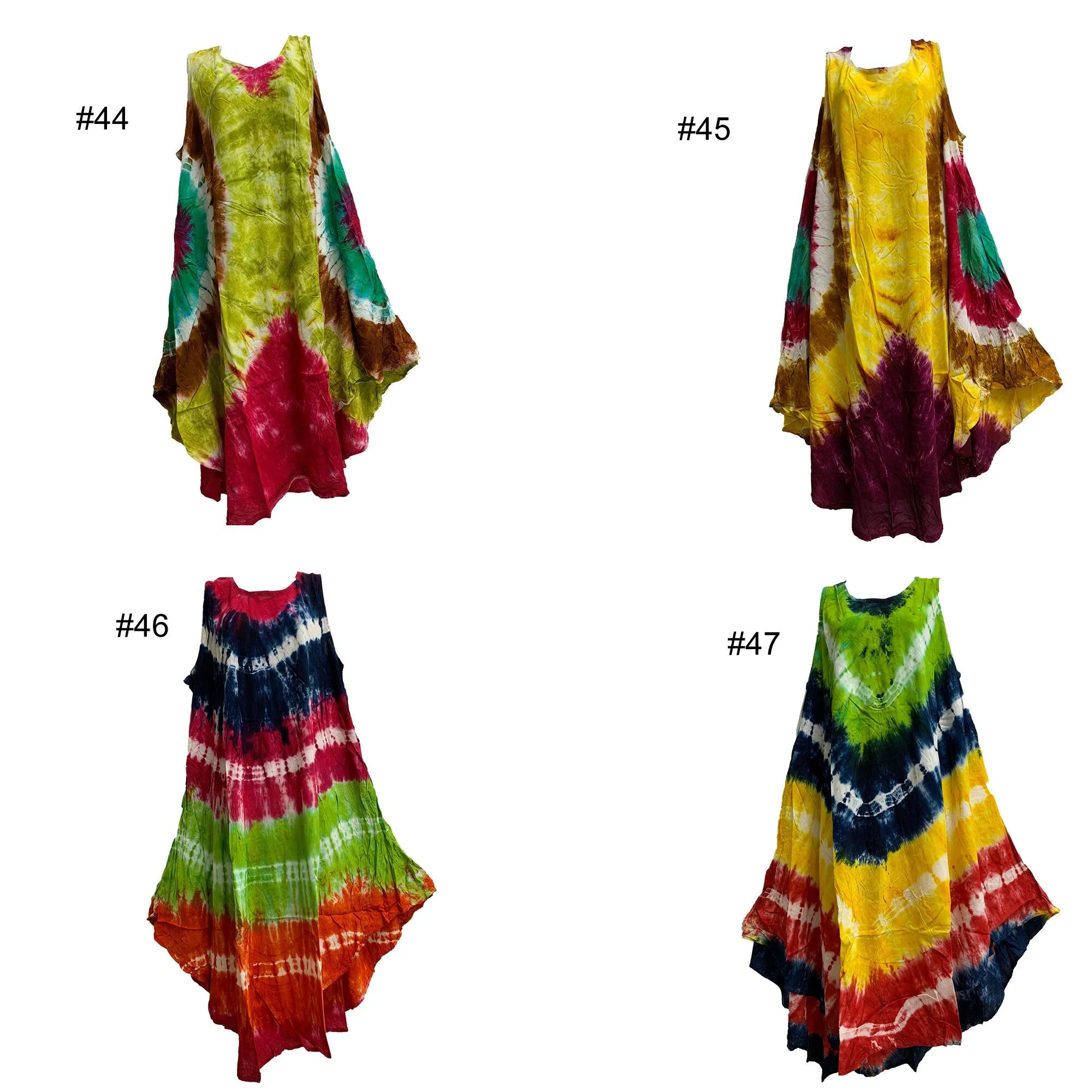 Boho Women's Plus Size Tie Dye Two Pocket Caftan Patio House Dress Sundress