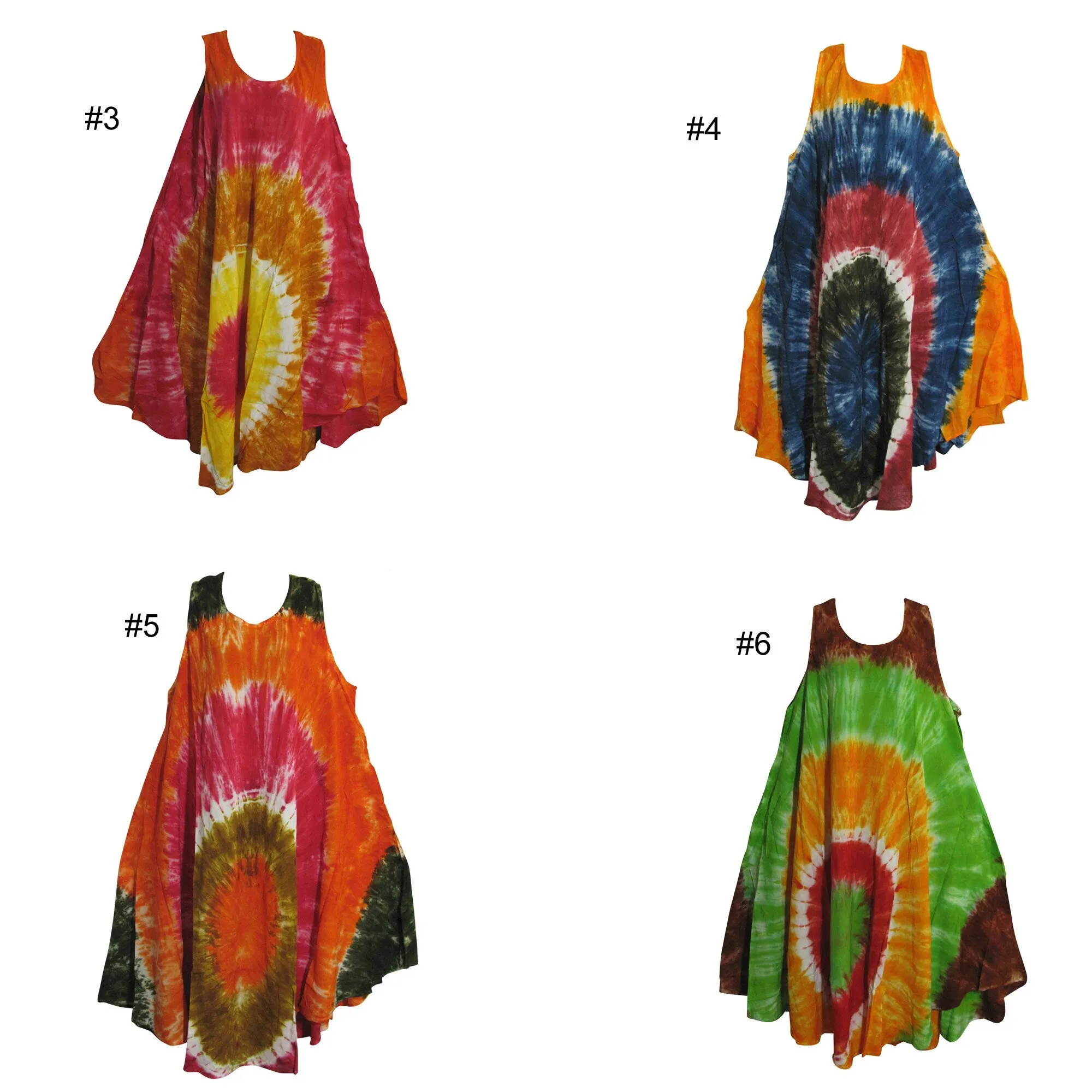 Boho Women's Plus Size Tie Dye Two Pocket Caftan Patio House Dress Sundress