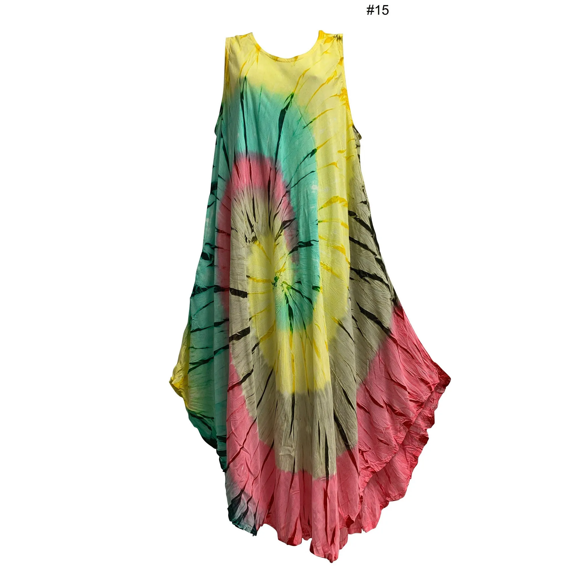 Boho Women's Plus Size Tie Dye Two Pocket Caftan Patio House Dress Sundress