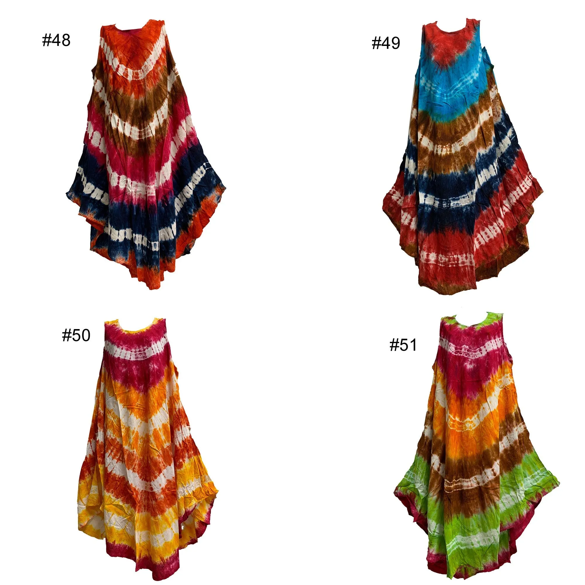 Boho Women's Plus Size Tie Dye Two Pocket Caftan Patio House Dress Sundress