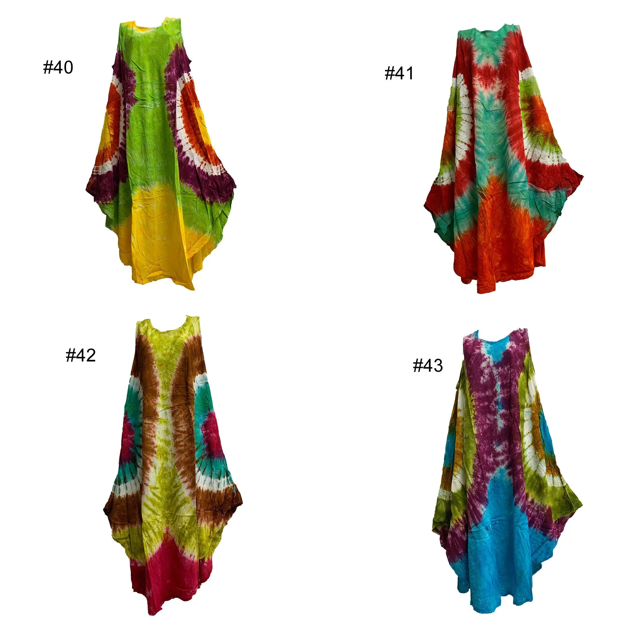 Boho Women's Plus Size Tie Dye Two Pocket Caftan Patio House Dress Sundress