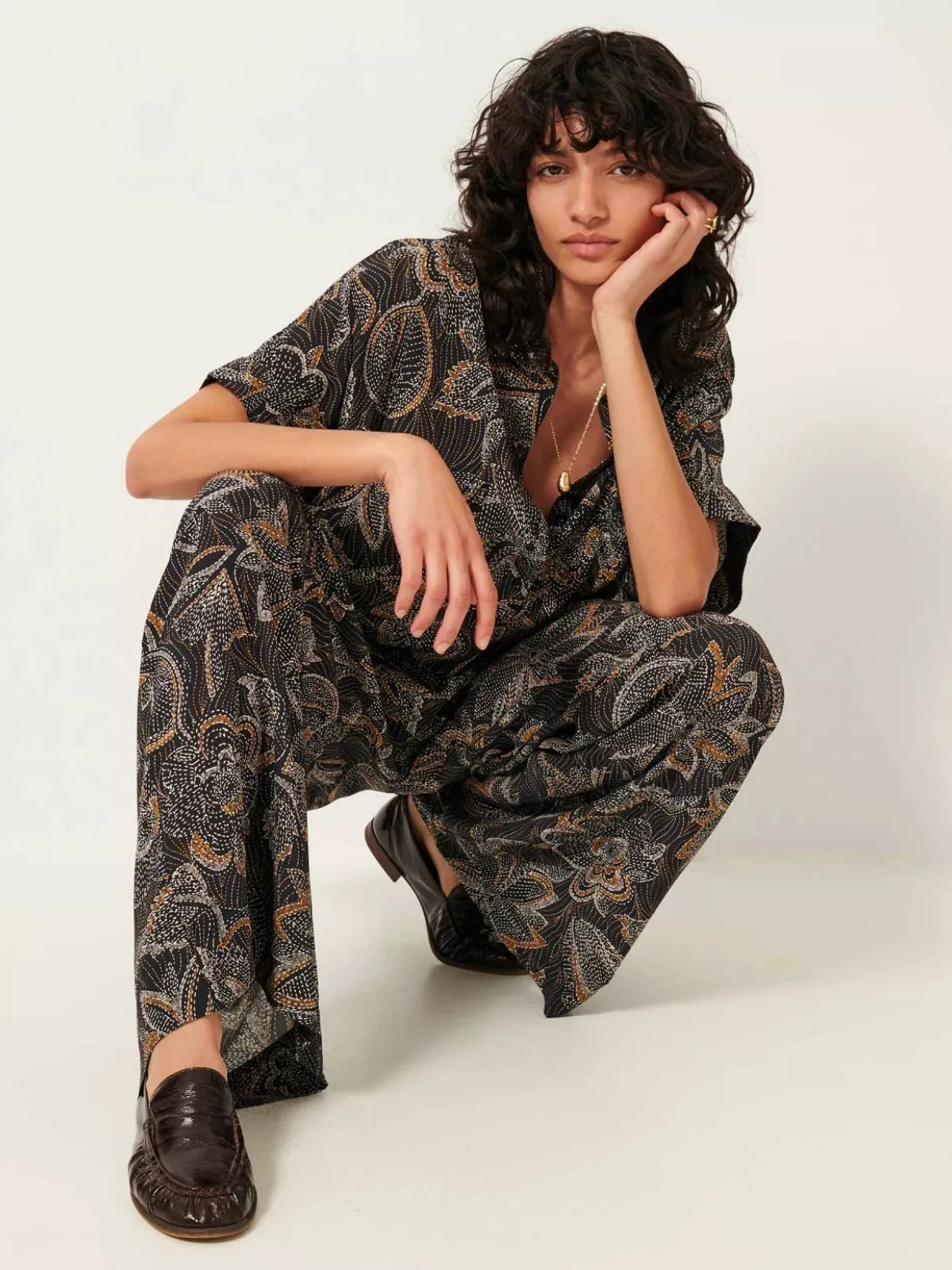 Cheryl Print Trousers - Black