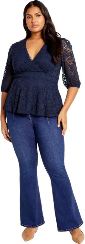 City Chic Women's Plus Size Lace Christa Top