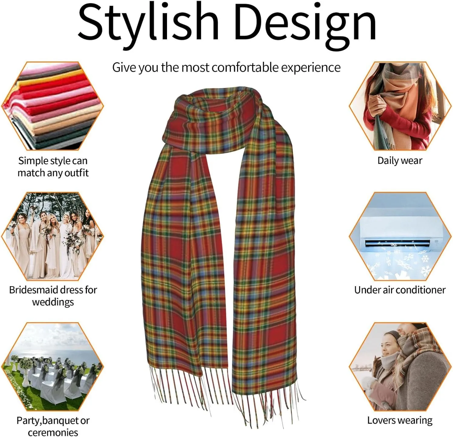 Clan Stewart Hunting Tartan Imitation Cashmere Tassel Scarf Winter Scarf Autumn Softest Classic Warm