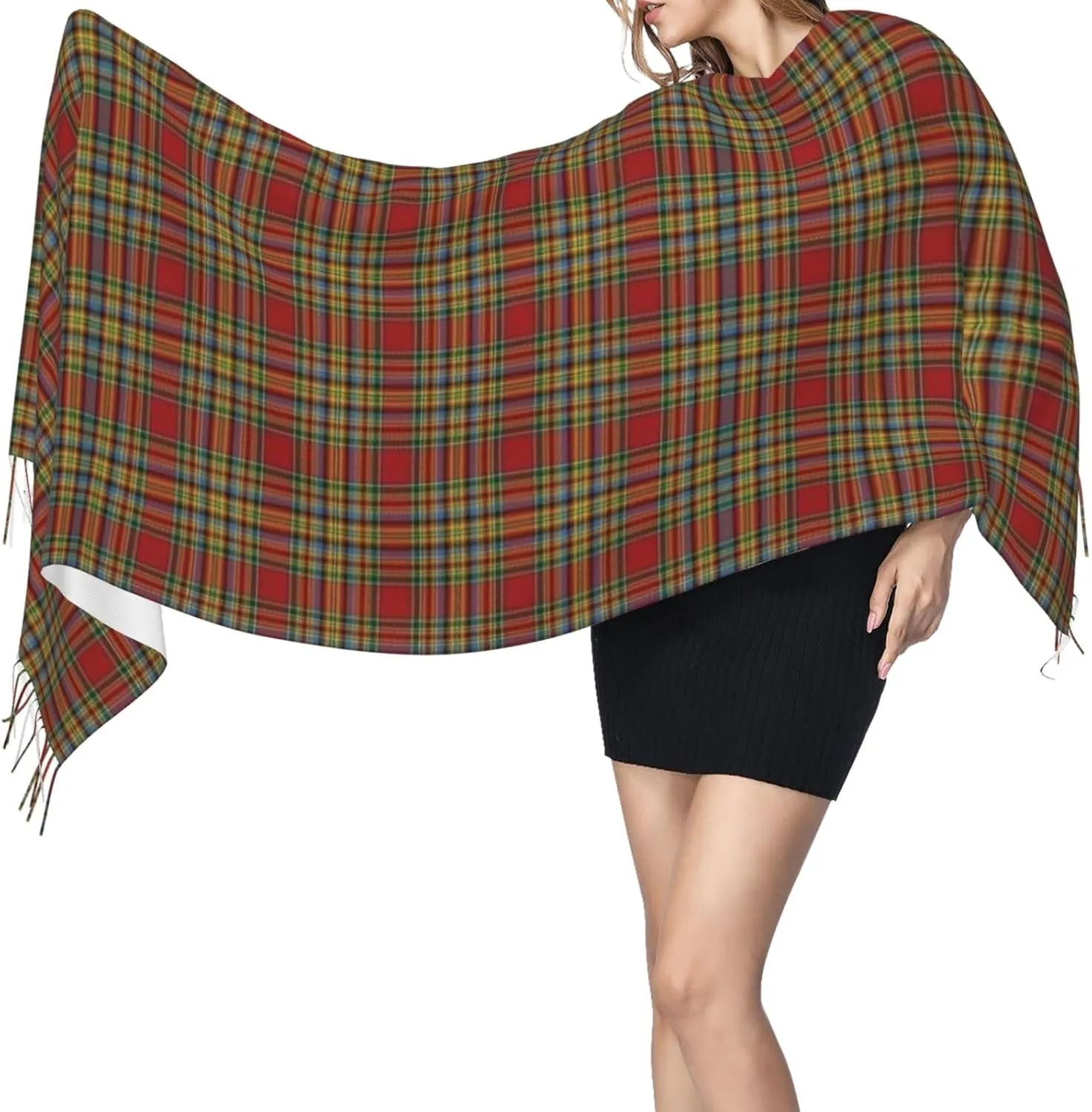 Clan Stewart Hunting Tartan Imitation Cashmere Tassel Scarf Winter Scarf Autumn Softest Classic Warm