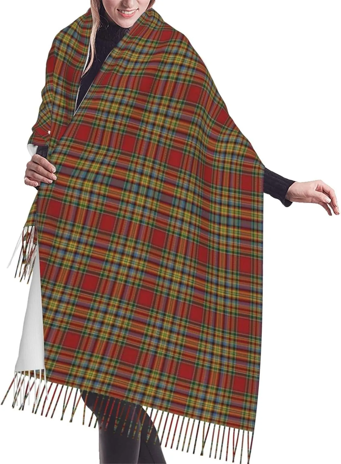 Clan Stewart Hunting Tartan Imitation Cashmere Tassel Scarf Winter Scarf Autumn Softest Classic Warm