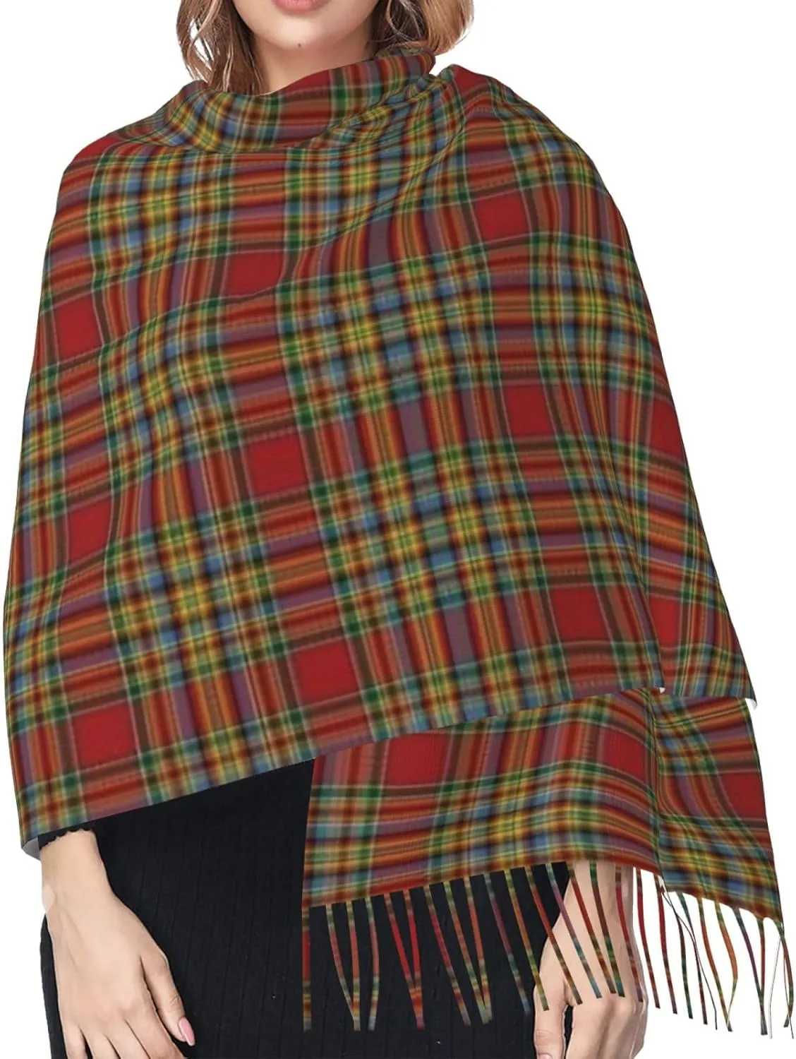 Clan Stewart Hunting Tartan Imitation Cashmere Tassel Scarf Winter Scarf Autumn Softest Classic Warm