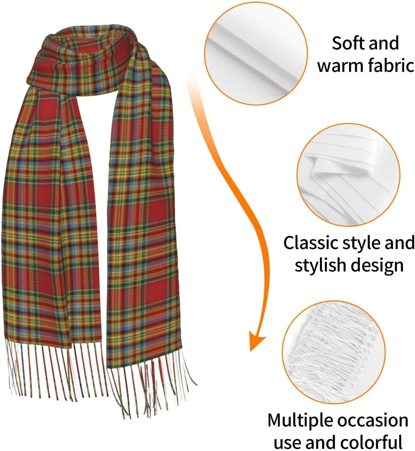 Clan Stewart Hunting Tartan Imitation Cashmere Tassel Scarf Winter Scarf Autumn Softest Classic Warm
