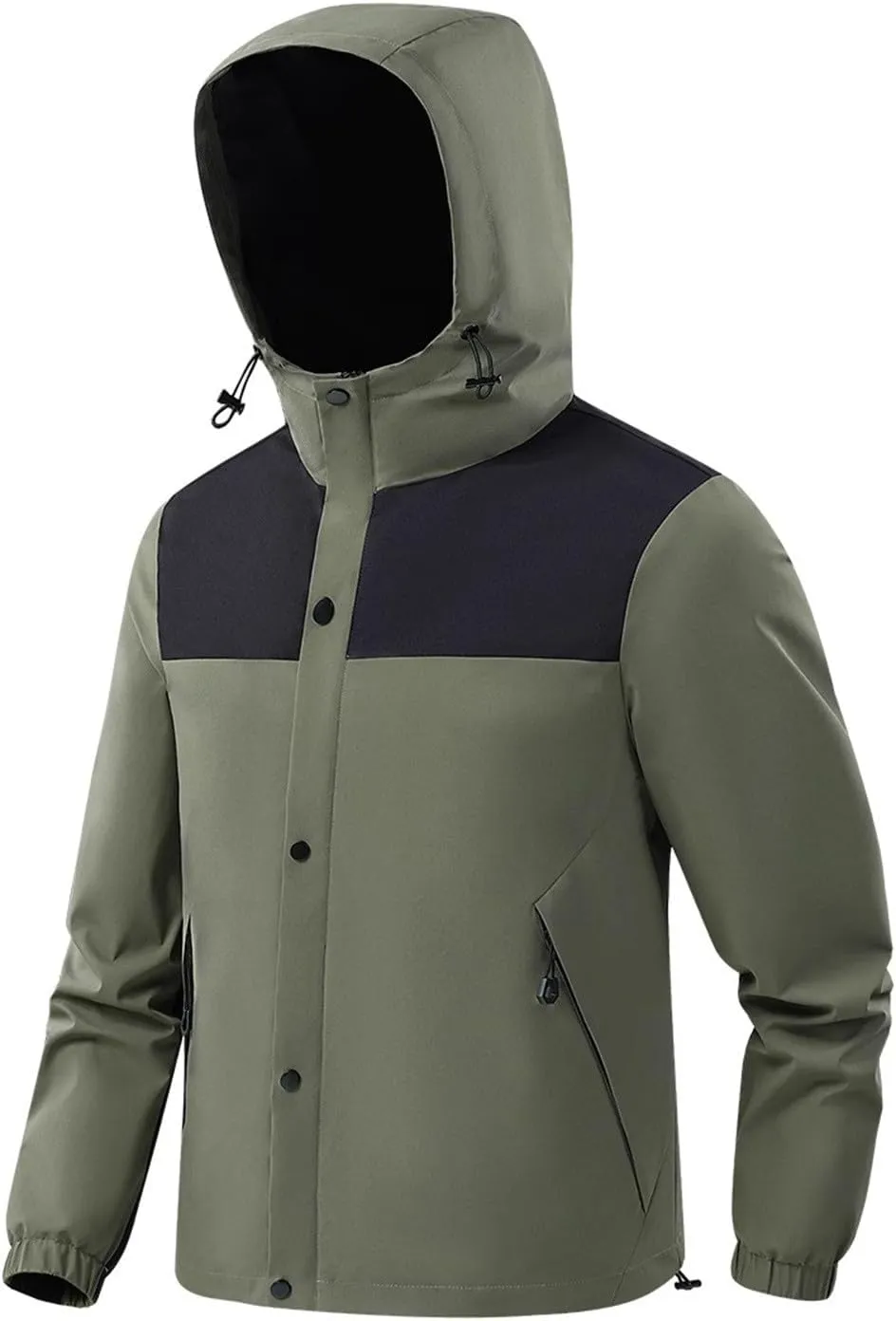 Color Block Waterproof Rain Coats for Men Women Long Sleeve Windproof Soft Shell Coat Athletic Hiking Hooded Jacket