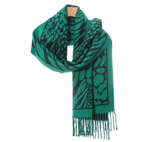 Emerald Green Animal Printed Pashmina Scarf