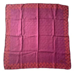 Fendi Pink And Orange W Zucca Zucchino Embroidered Trim Scarf