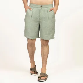 Green Double gauze Bermuda Shorts