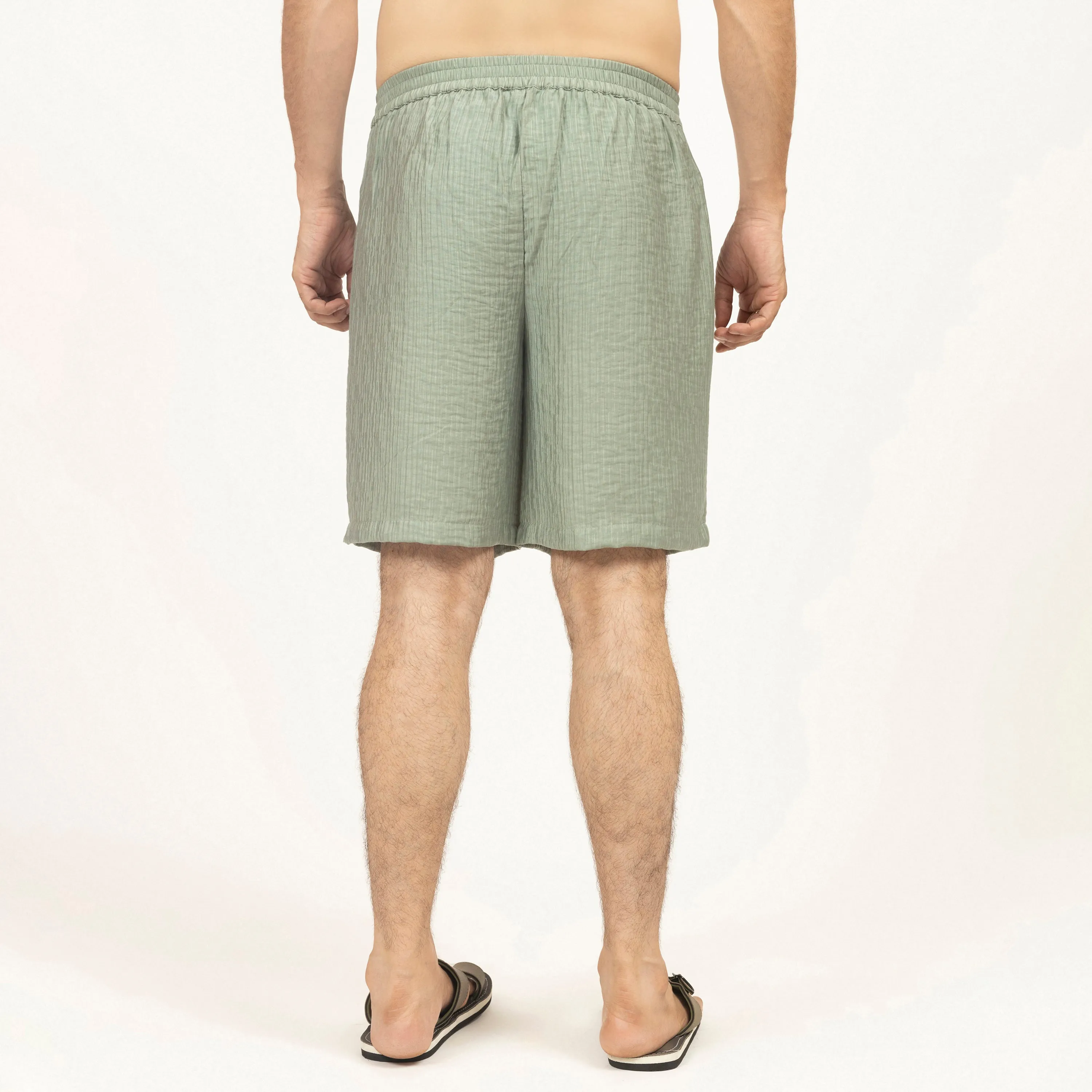 Green Double gauze Bermuda Shorts