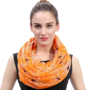 Halloween Spider and Web Print Women's Infinity Loop Scarf Lightweight