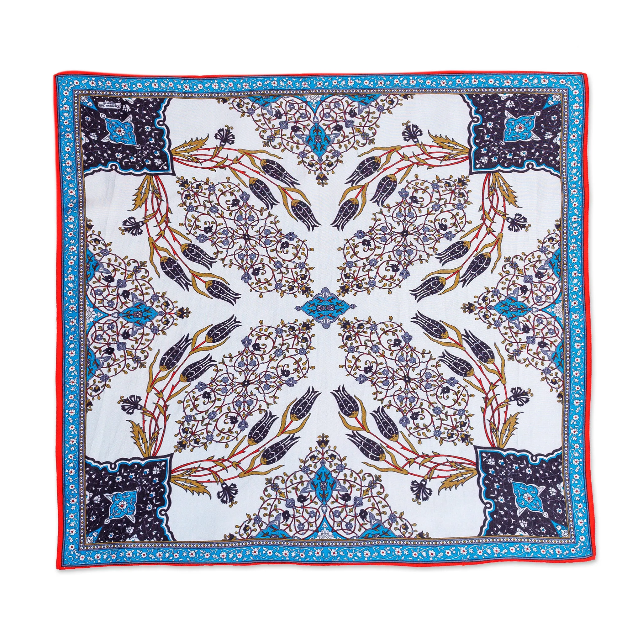 Handwoven 100% Silk Vine and Floral-Themed Handkerchief - Chic Patterns | NOVICA