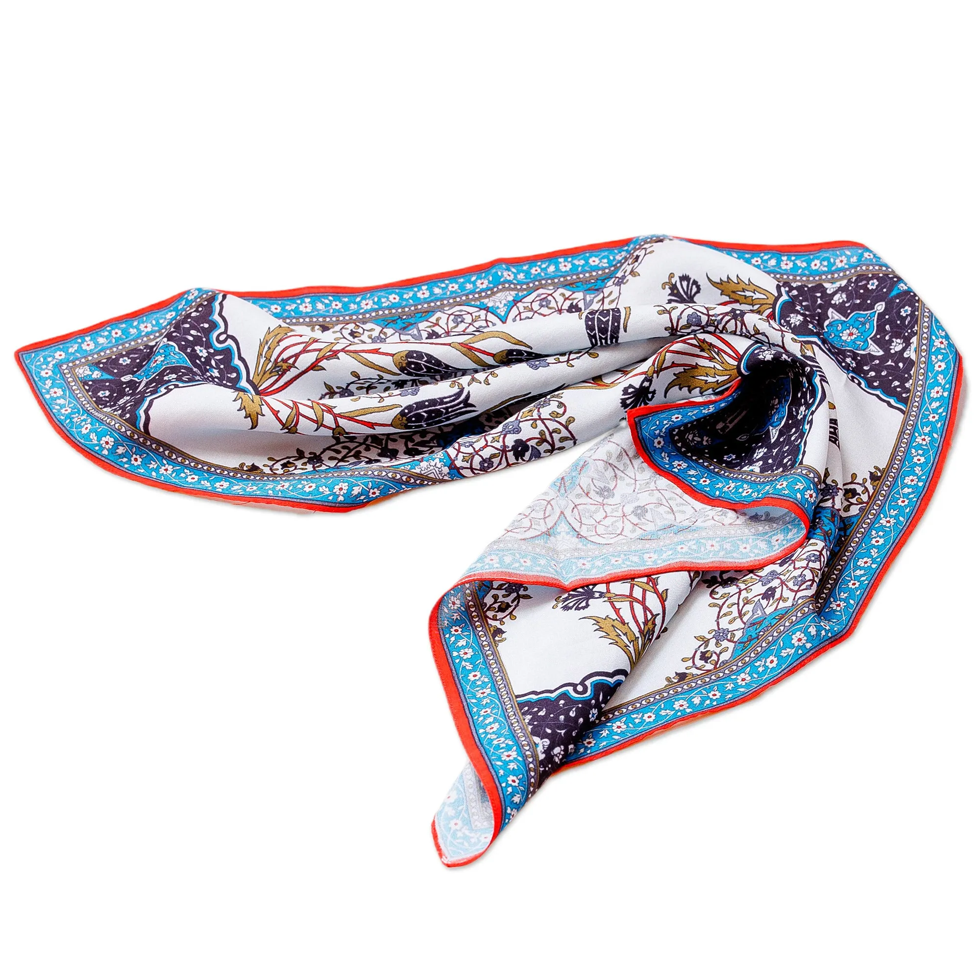 Handwoven 100% Silk Vine and Floral-Themed Handkerchief - Chic Patterns | NOVICA