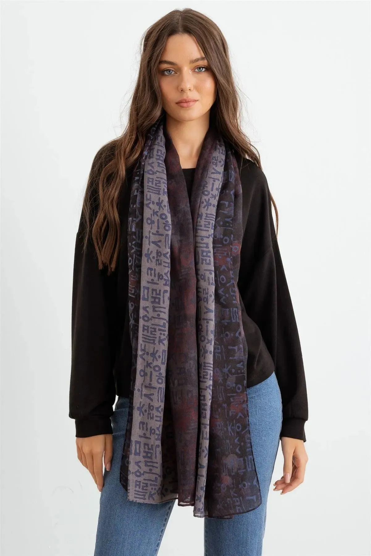 Hangul Design Korean Languages Wrap Shawl Scarf