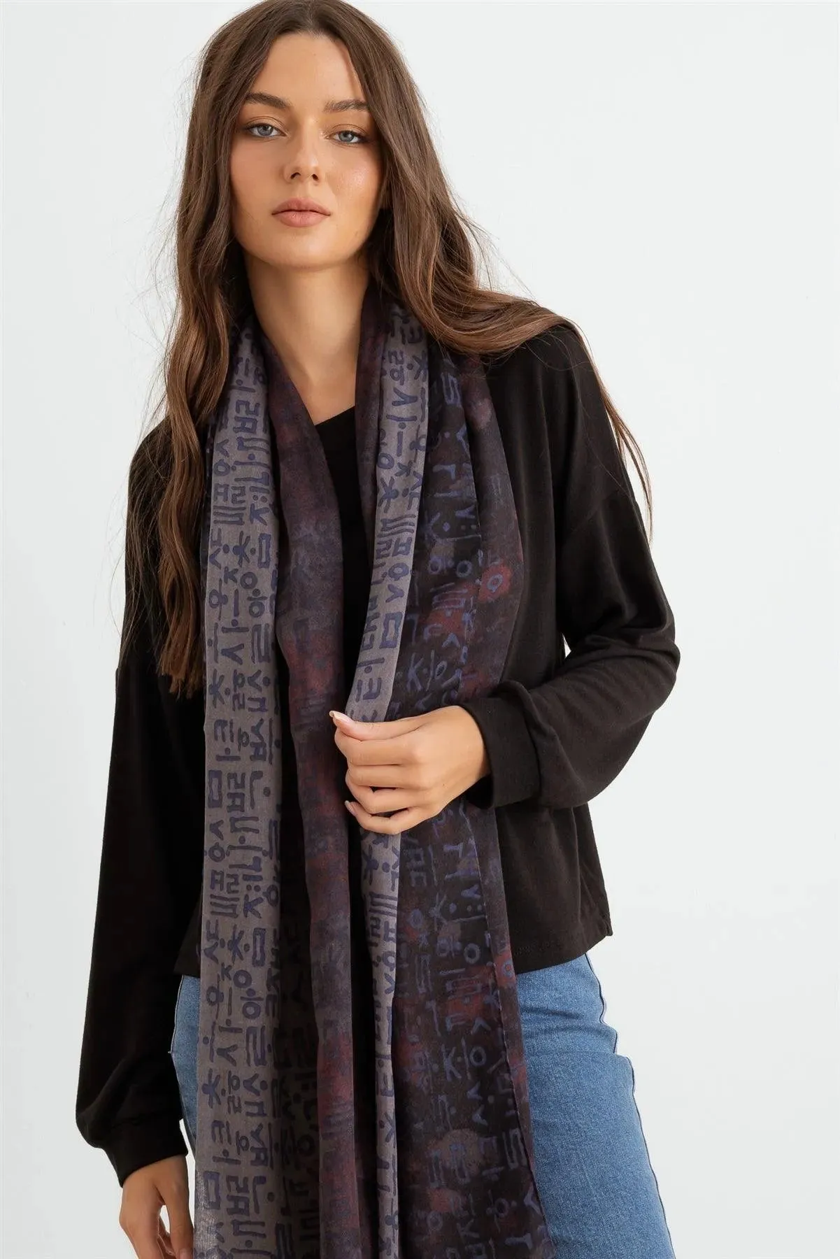 Hangul Design Korean Languages Wrap Shawl Scarf