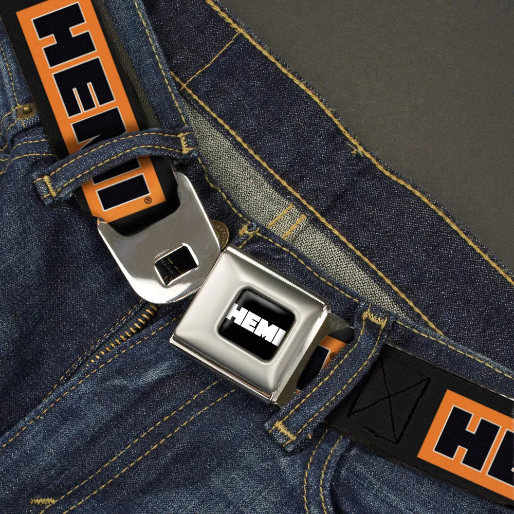 HEMI Bold Full Color Black/Orange/White/Black Seatbelt Belt - HEMI Bold Black/Orange/White/Black Webbing