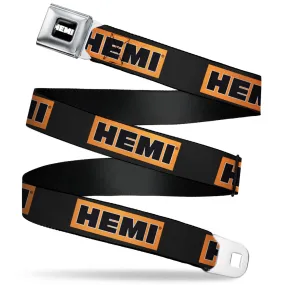 HEMI Bold Full Color Black/Orange/White/Black Seatbelt Belt - HEMI Bold Black/Orange/White/Black Webbing