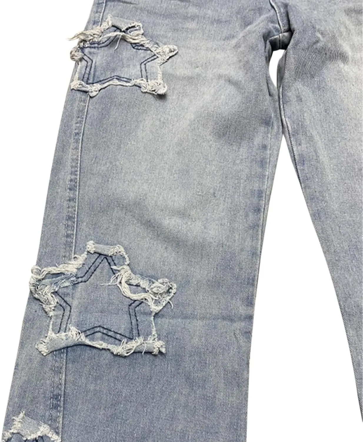 High Waisted Vintage Star Jeans for Women Chic Embroidered Straight Leg to Wide Leg Slim Fit Denim Stretch Plus