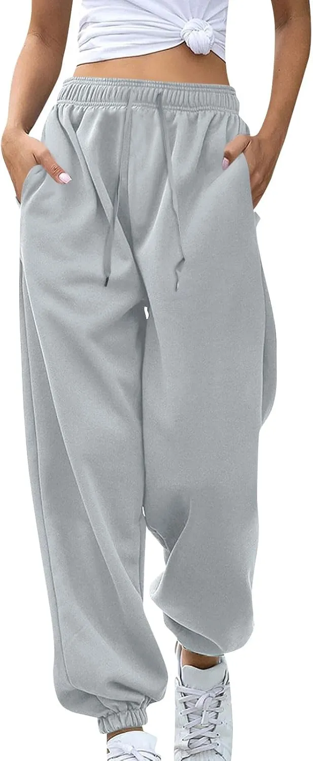 Jogger Sweatpants Women Baggy Drawstring High Waisted Yoga Joggers with Pockets Comfy Cinch Bottom Athletic Pants