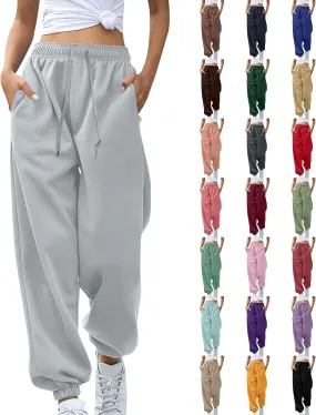 Jogger Sweatpants Women Baggy Drawstring High Waisted Yoga Joggers with Pockets Comfy Cinch Bottom Athletic Pants