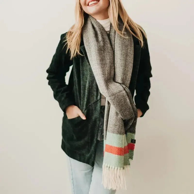 Kennedy Stripe Scarf - Charcoal