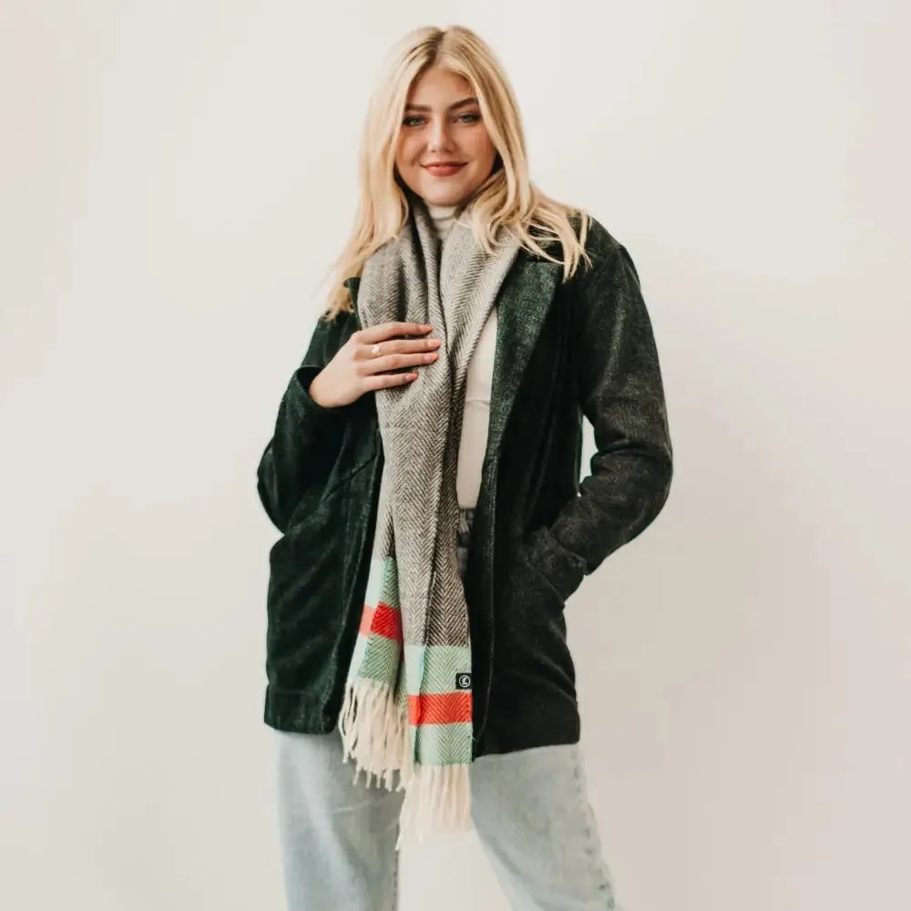 Kennedy Stripe Scarf - Charcoal