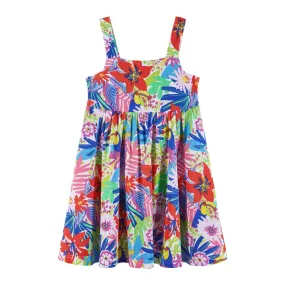 Kids (2-6x) Tropical Printed Rib Knit Dress W/ Back Cutout | Tropical