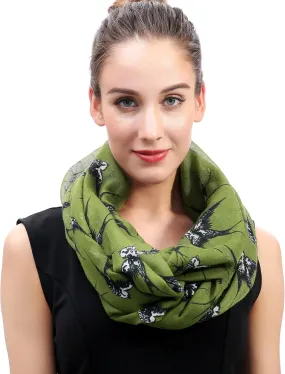 Lina & Lily Bird Print Women's Infinity Scarf Lightweight All Season