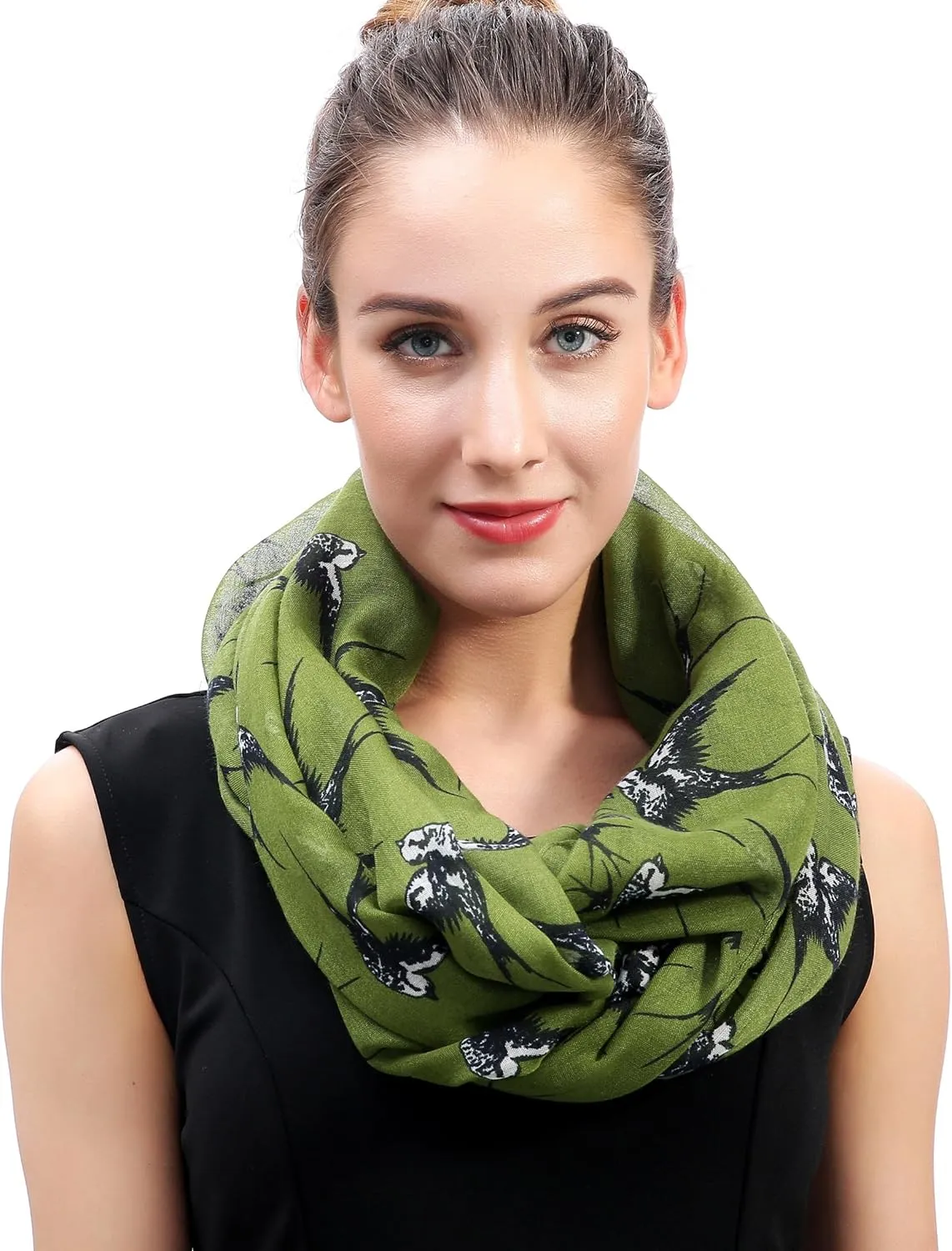 Lina & Lily Bird Print Women's Infinity Scarf Lightweight All Season