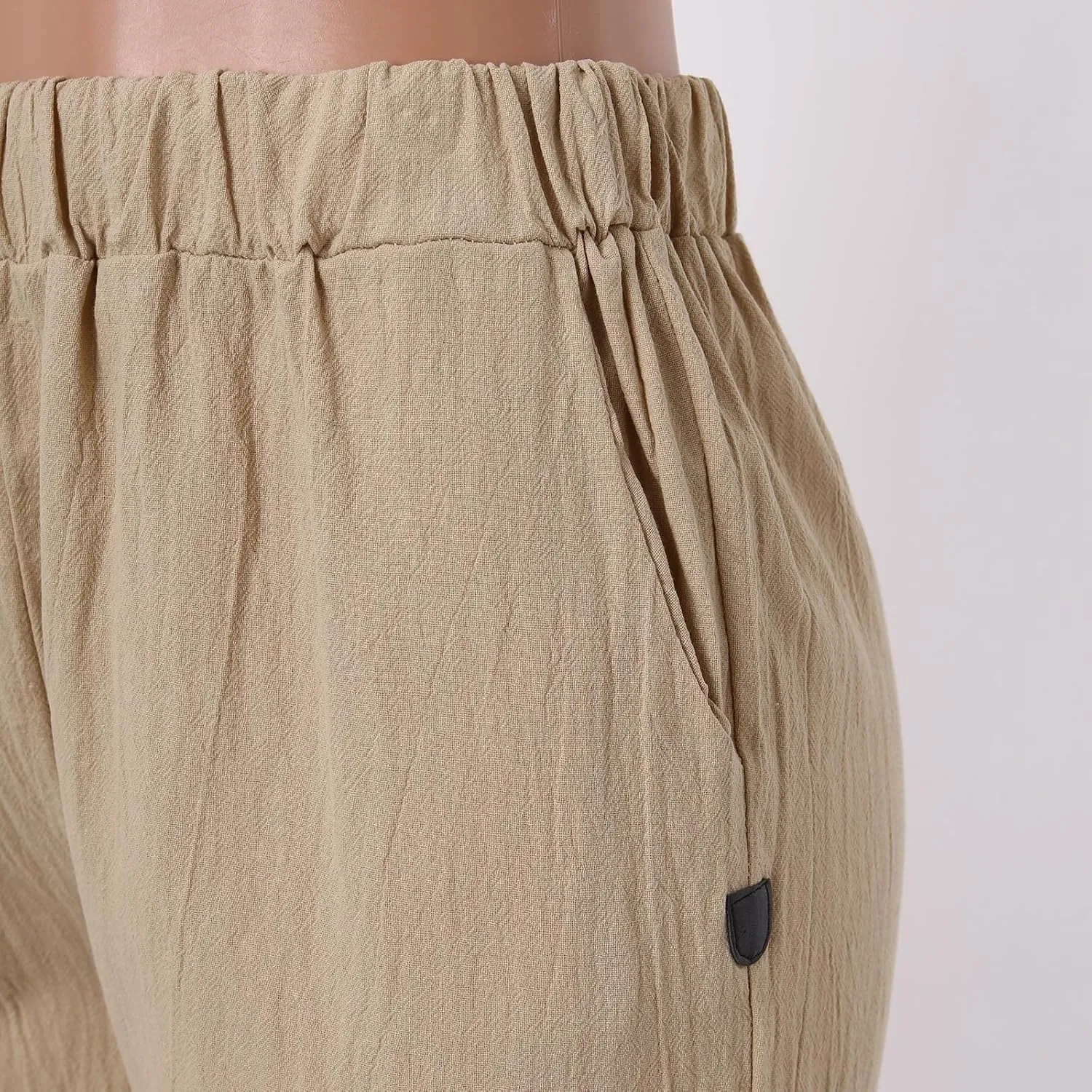 Linen Capri Pants Women Summer Sweatpants 2025 Trendy Striped Spring Summer Pants Casual Elastic Waist Comfy Trousers