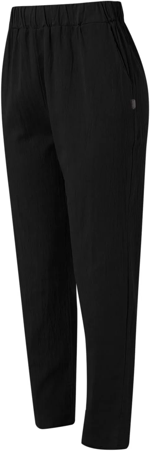 Linen Capri Pants Women Summer Sweatpants 2025 Trendy Striped Spring Summer Pants Casual Elastic Waist Comfy Trousers