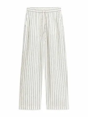 Linen stripe drawstring trousers