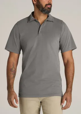 LJ&S Ultra Soft Short Sleeve Cotton Polo for Tall Men in Vintage Pewter