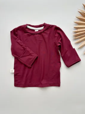 Long Sleeve T-shirt with Mittens | Baby & Toddler | Luxury Bamboo | Merlot