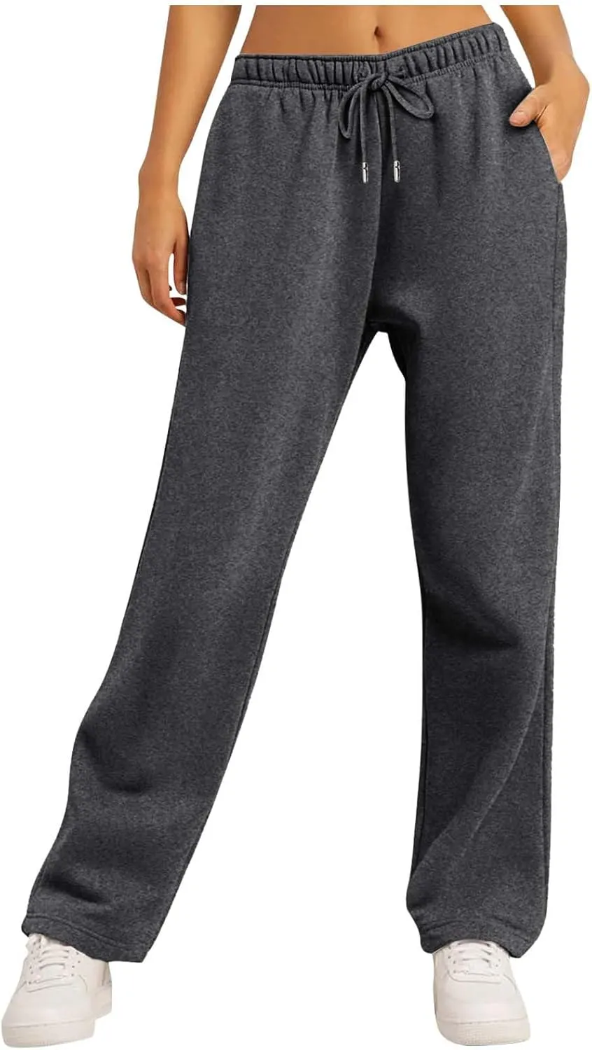 Loose Sweatpants Womens Drawstring Joggers Elastic High Waisted Baggy Sports Pants Workout Yoga Pants with Pocket