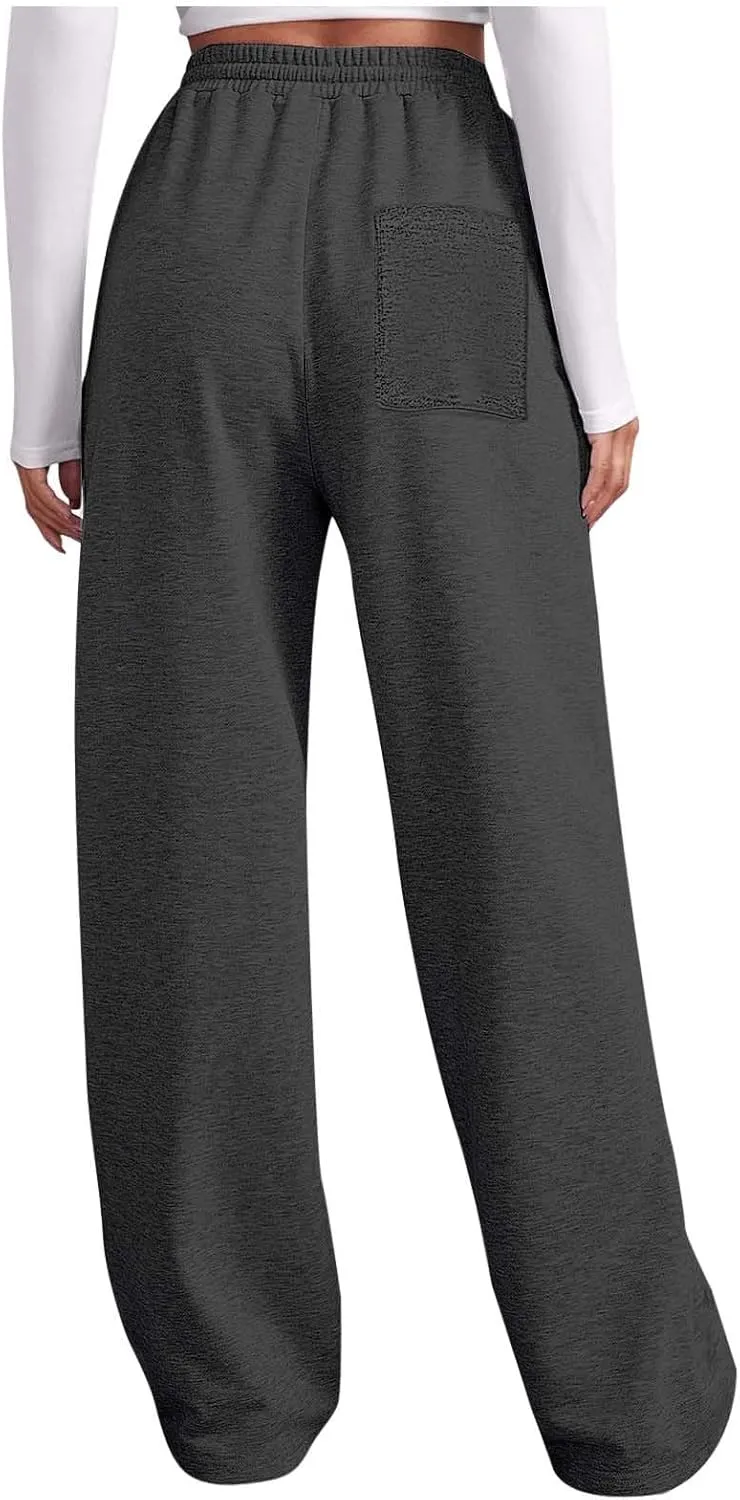 Loose Sweatpants Womens Drawstring Joggers Elastic High Waisted Baggy Sports Pants Workout Yoga Pants with Pocket